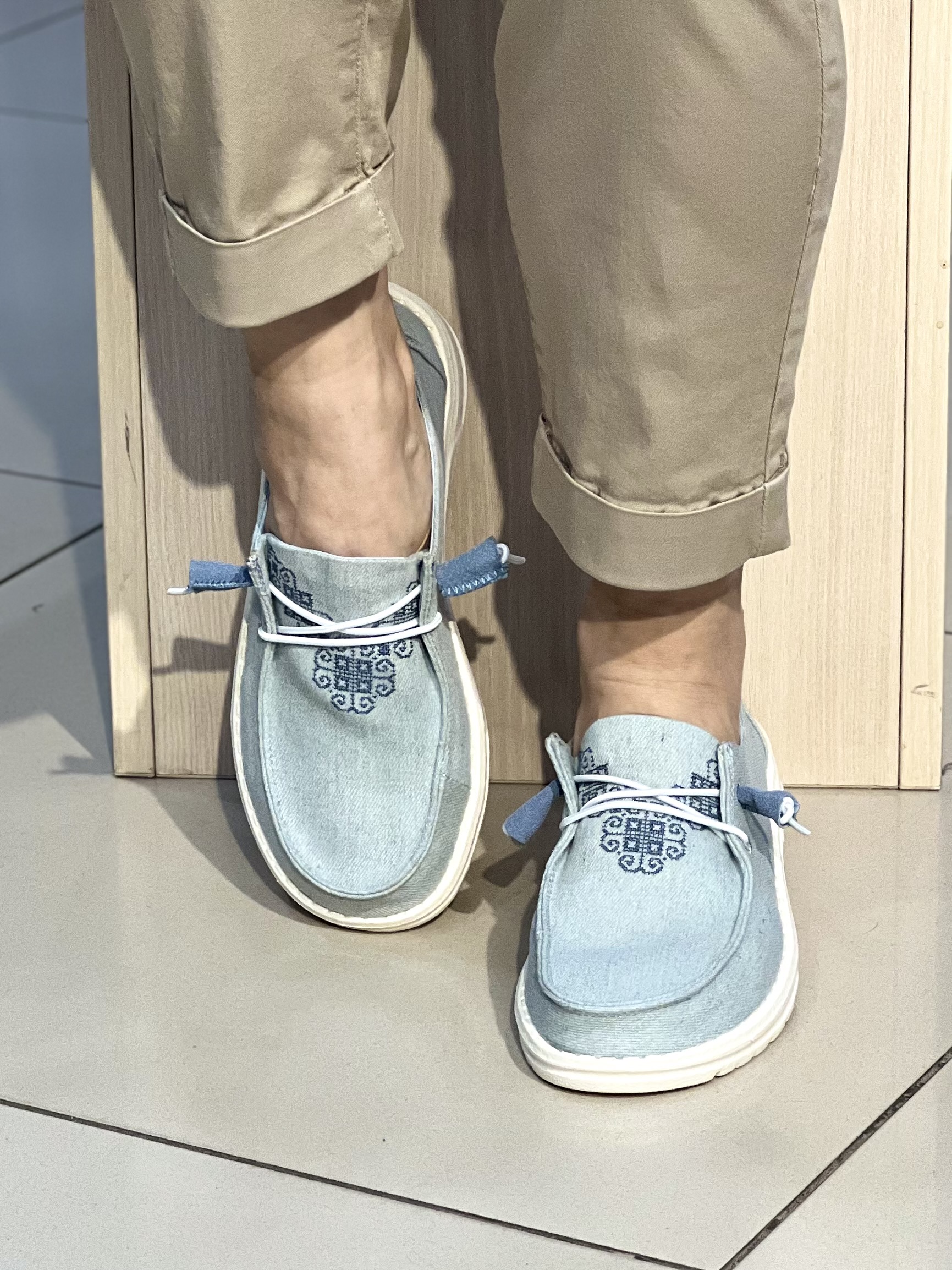 Мокасини жіночі 30-46 BORA ETHNO DENIM текстиль вишивка літо 
