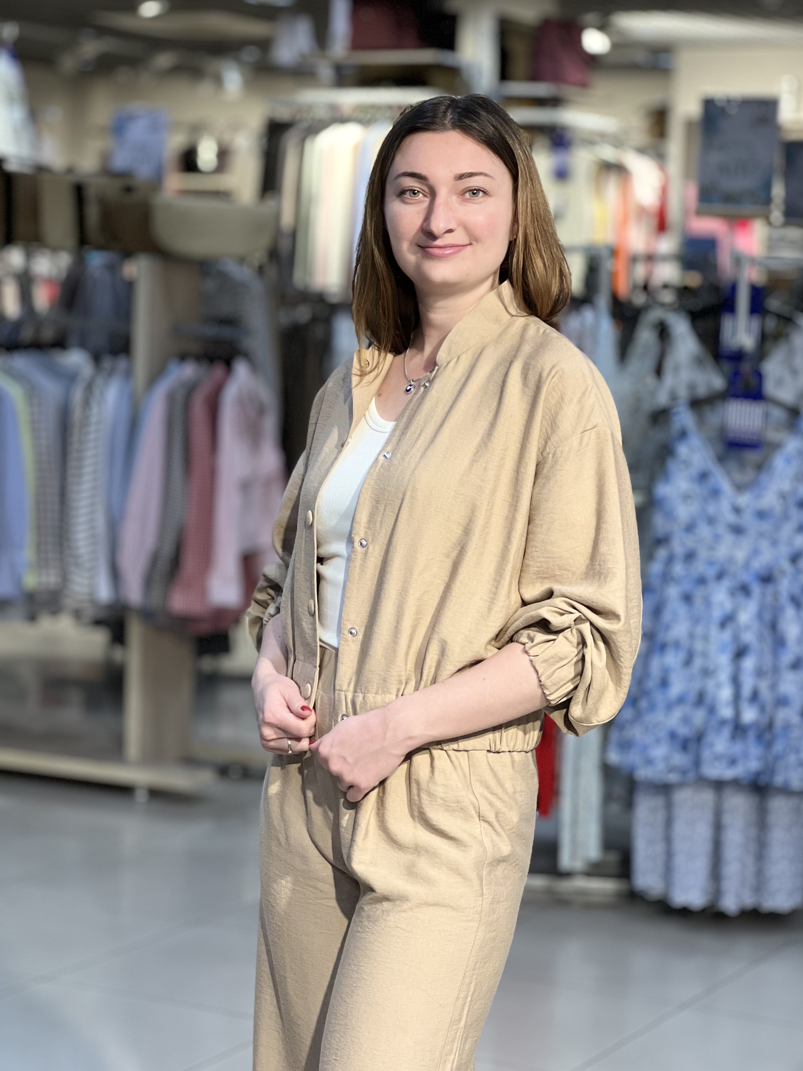 Костюм LN 4536 брючний палаццо з бомбером кемел, XL