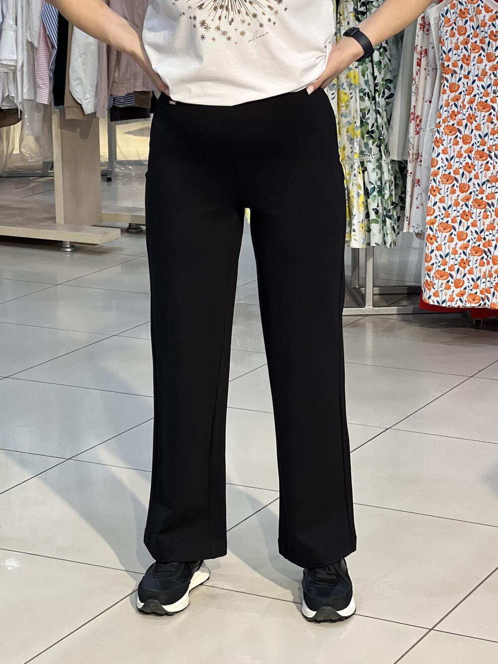 Брюки LN L07001 R-ESTA широкі прямі трикотаж чорний, XL