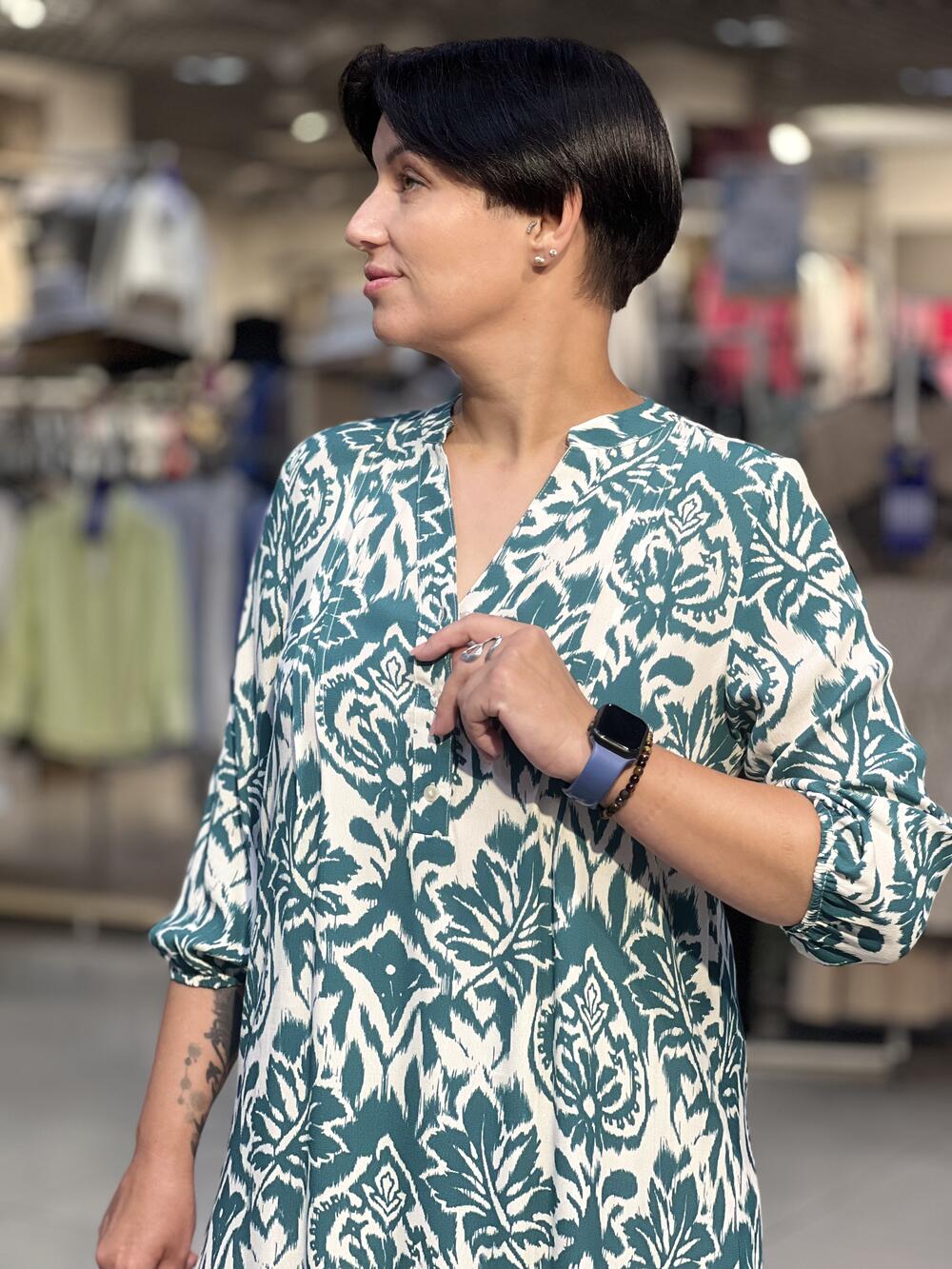 Сукня LO L08379 G-PEONIA коротке східний принт зелений, XL