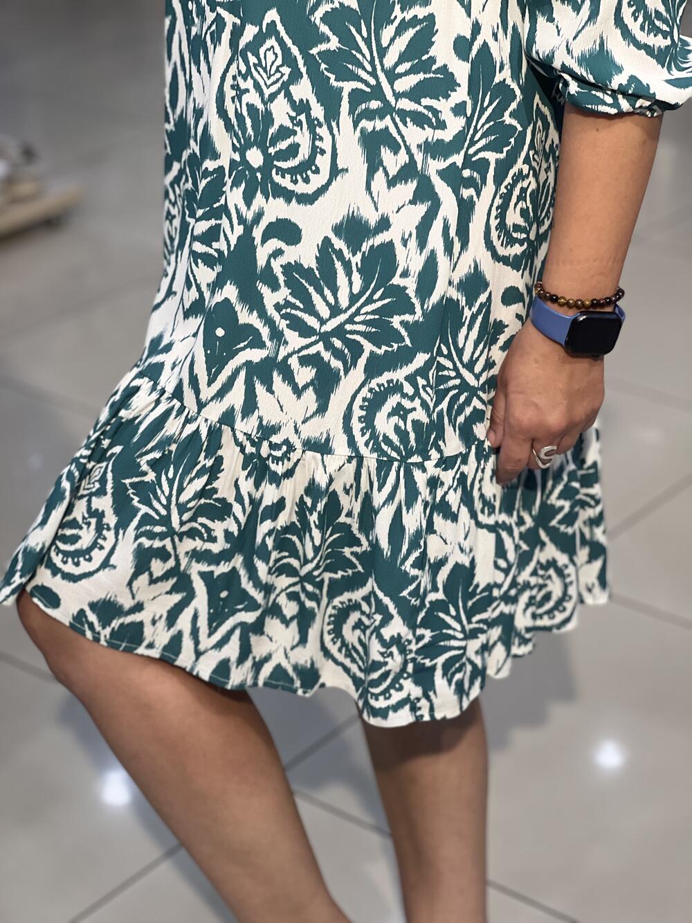 Сукня LO L08379 G-PEONIA коротке східний принт зелений, XL