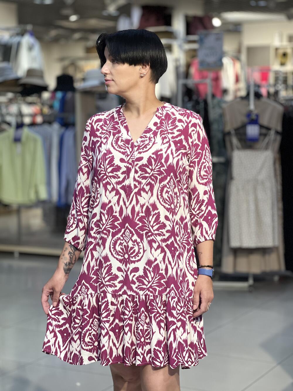 Сукня LO L08379 G-PEONIA коротке східний принт фуксія, L