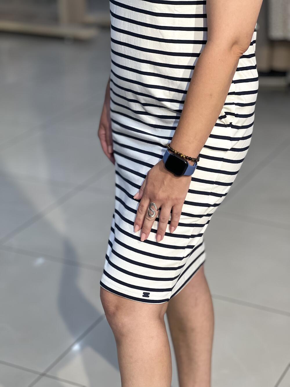 Сукня LO L08372 G-MALIBU к/р трикотажне смужка білий/чорний, XS