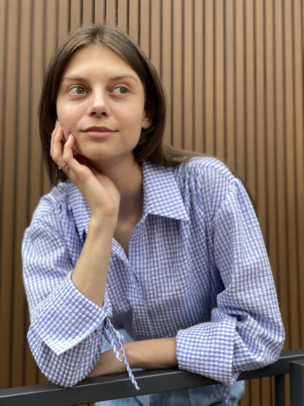 Блуза LN 5156 котон-жатка блакитний, 38-44