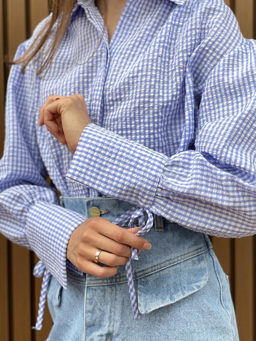 Блуза LN 5156 котон-жатка блакитний, 38-44