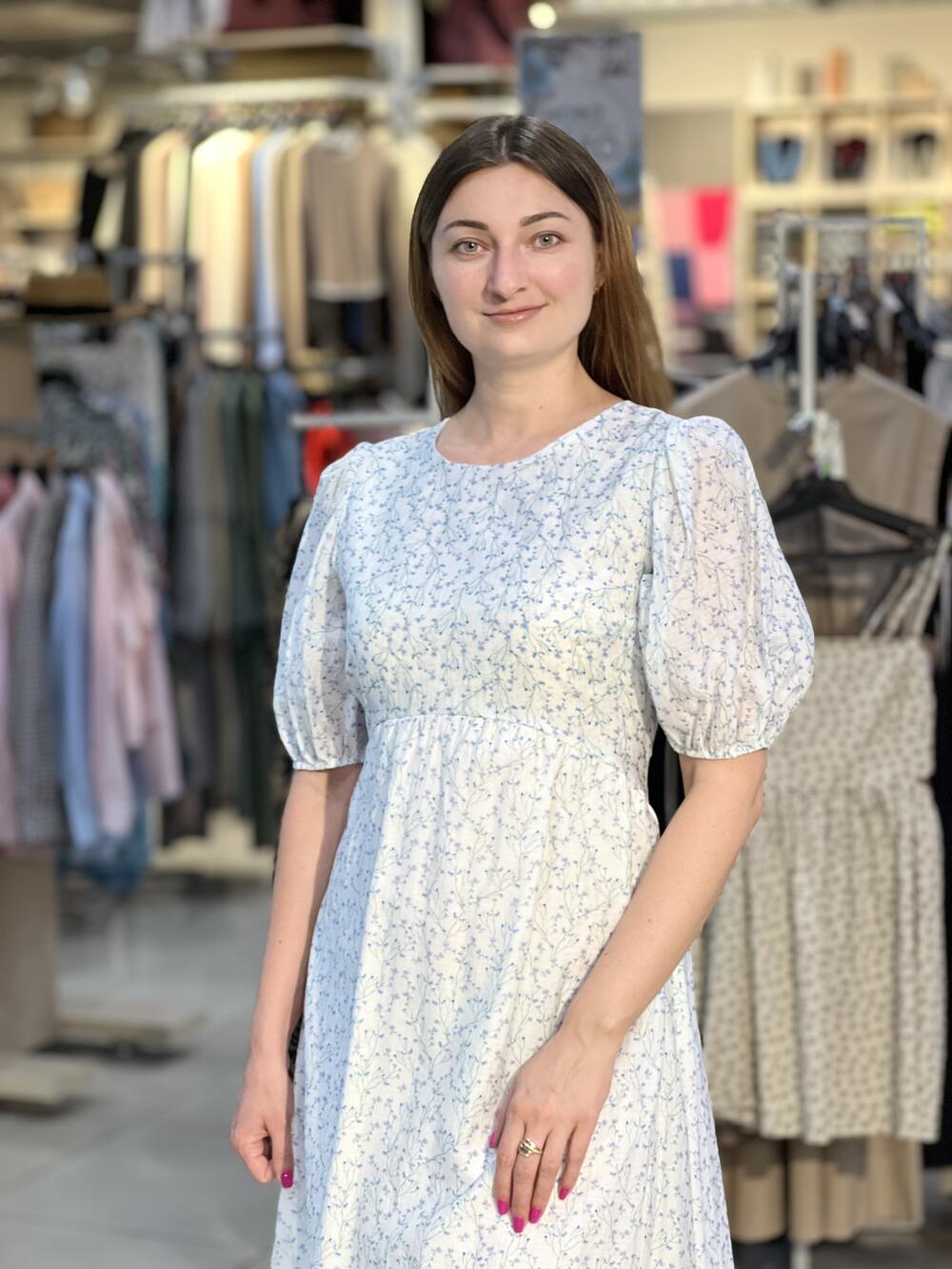 Сукня LO 1015 к/р отвір з зав'язкою молочний гілочка, 44-50