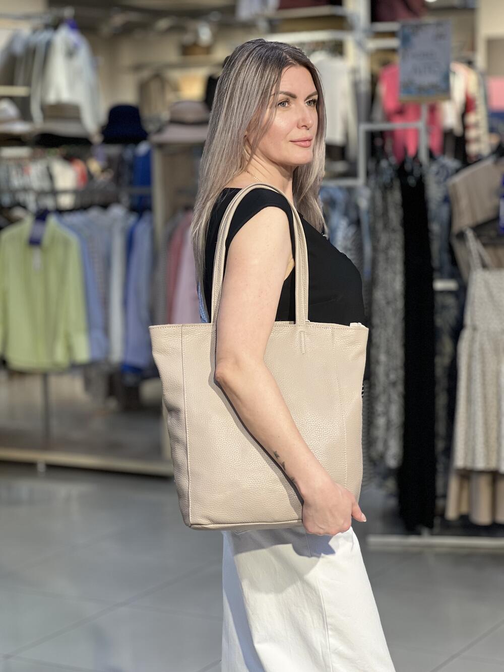 Сумка Borsacommoda 8450 шопер великий натуральна шкіра пісок