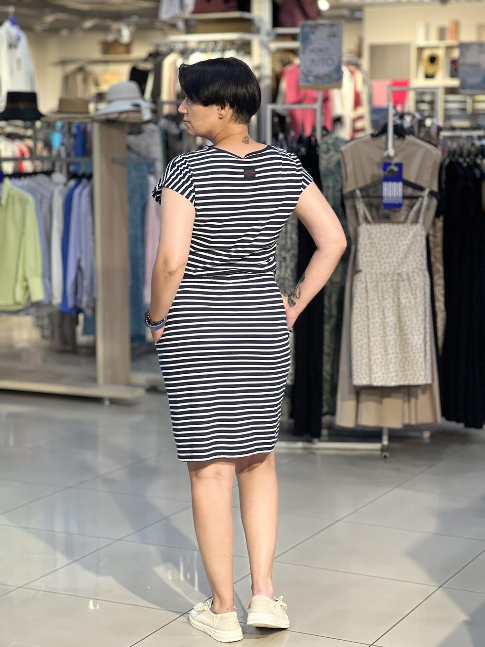 Сукня LE L08583 G-Sail т.синя трикотажна в смужку котон оверсайз т.синій, S