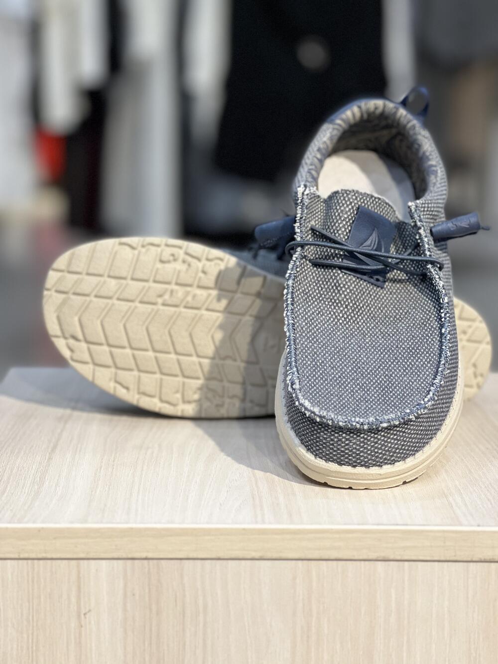 Мокасини чоловічі CAPTAIN JUTE SURF POCKMARKED 20-149 текстиль літо синьо-бежевий, 46
