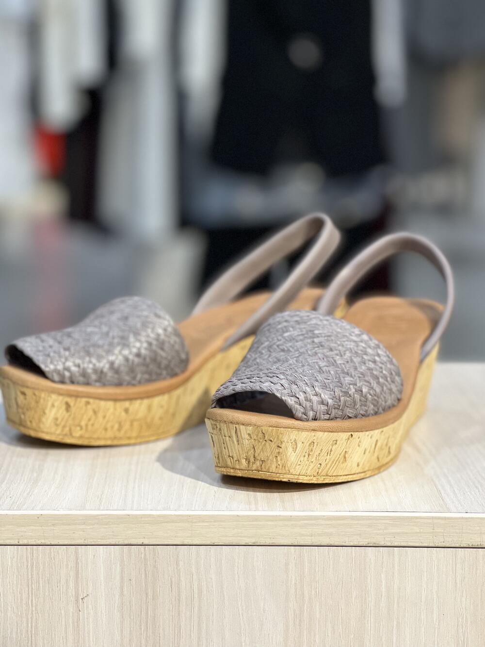 Босоніжки LA Menorguina Rafia Grisol натуральна шкіра корка бежевий, 40