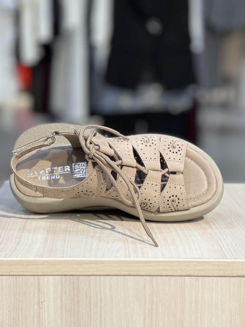 Босоніжки LH 8197 натуральний нубук перфорація шнурівка капучино, 36