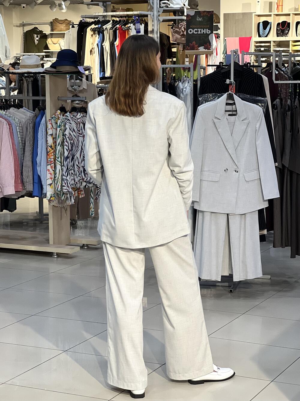 Костюм LL SIM 1.1 класичний з палаццо св.сірий, 40/XS