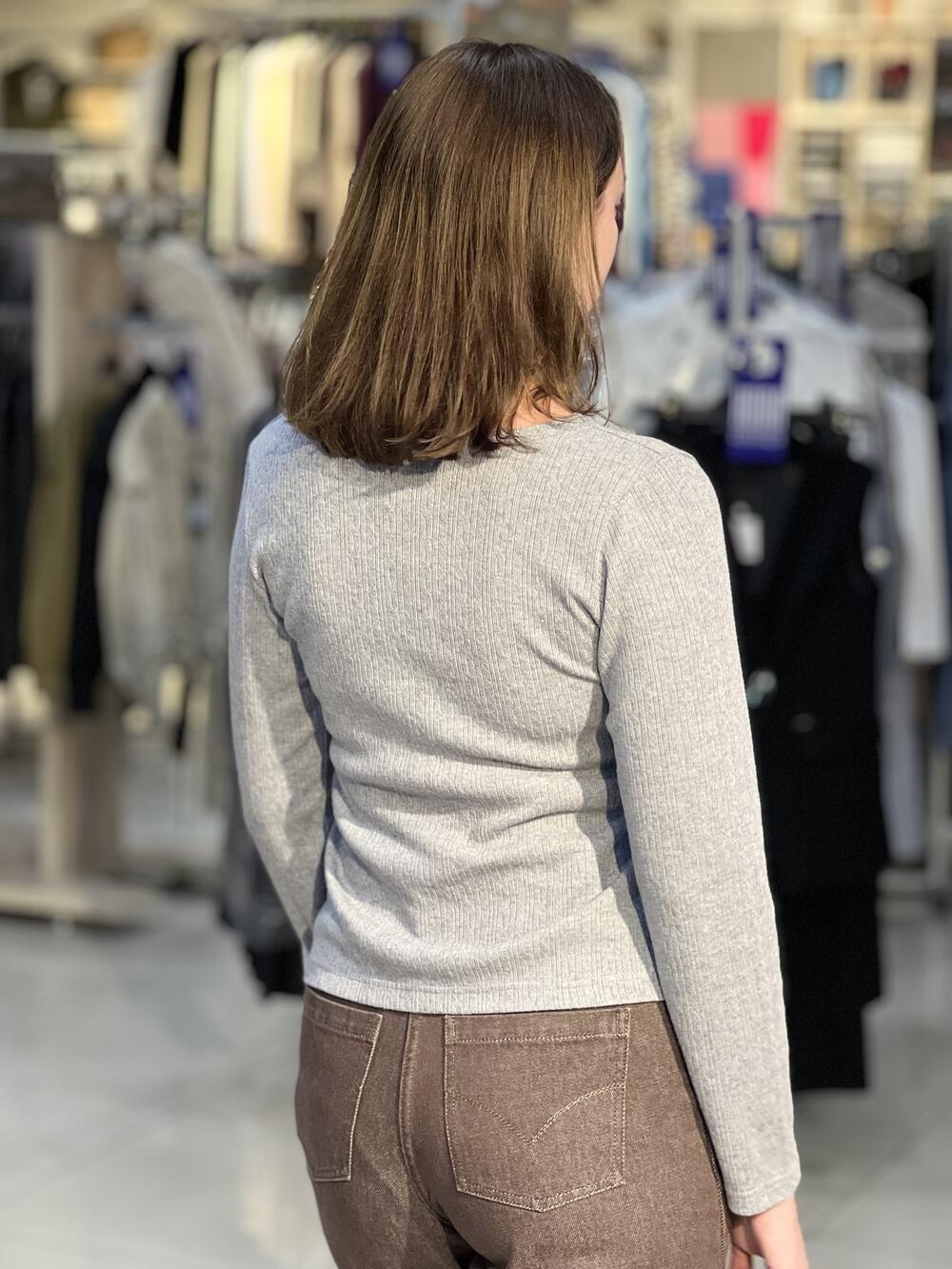 Кофта-лонг LP 4716 д/р трикотаж з візерунком сірий, XS