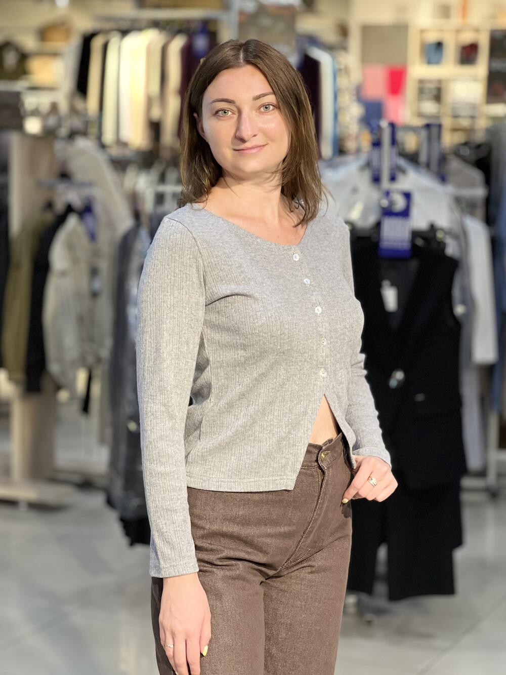 Кофта-лонг LP 4716 д/р трикотаж з візерунком сірий, XL