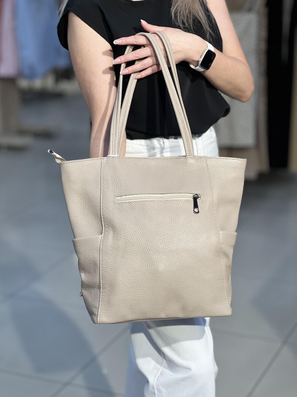 Сумка Borsacommoda 825 шопер великий натуральна шкіра пісок