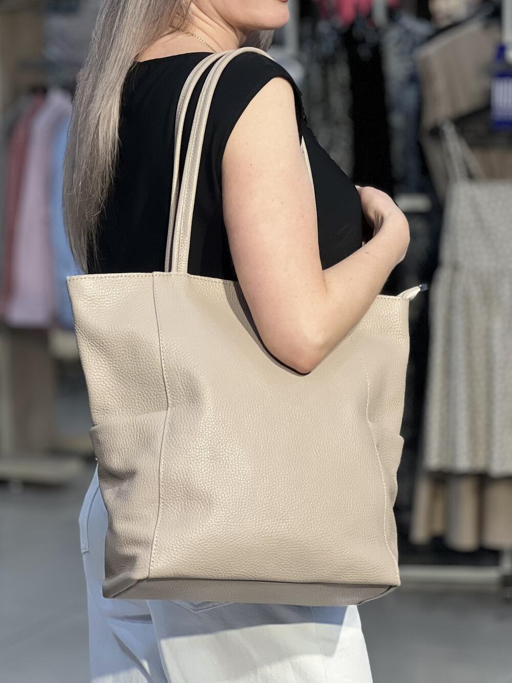 Сумка Borsacommoda 825 шопер великий натуральна шкіра пісок