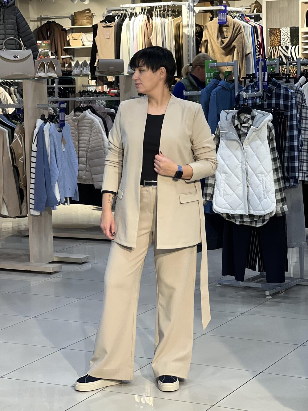 Піджак LP L01097 JB-MIRELLA запах з поясом бежевий, M