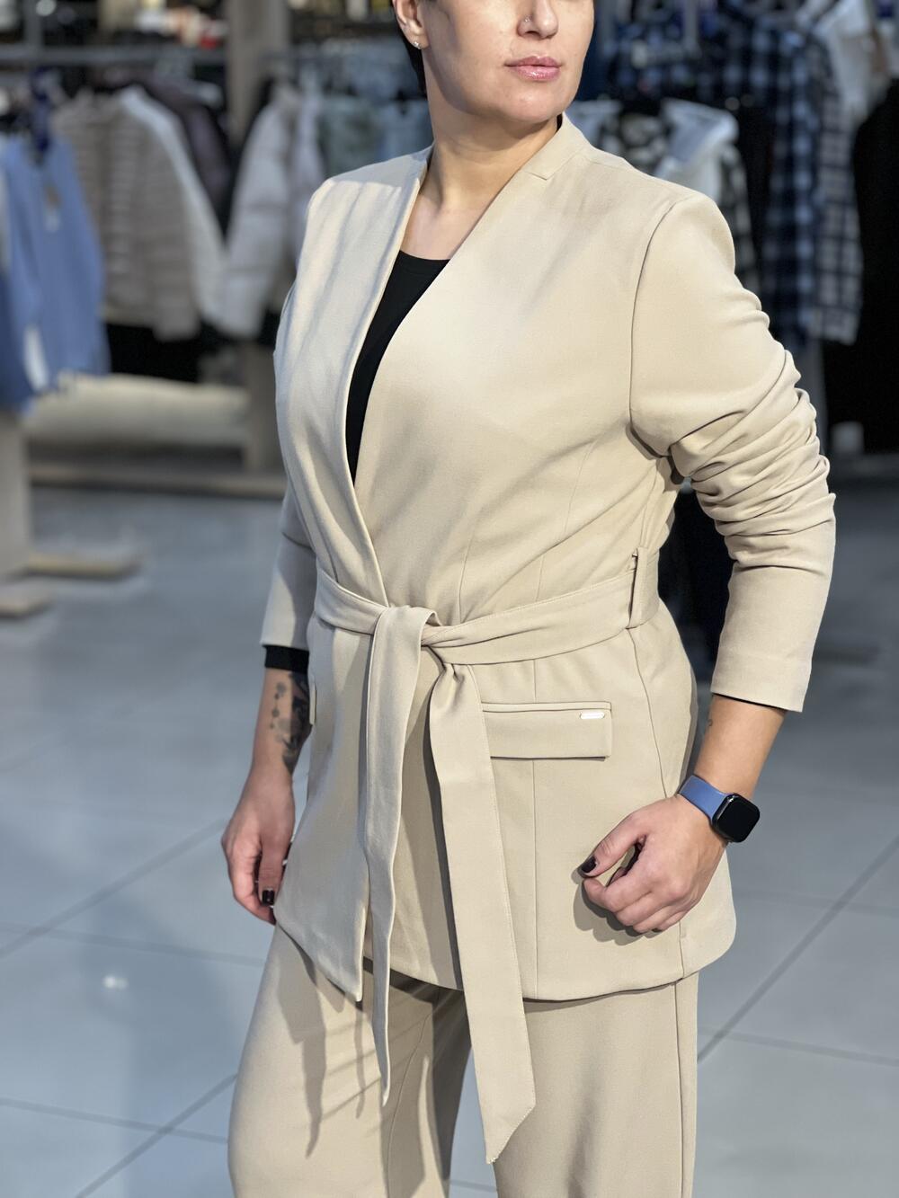 Піджак LP L01097 JB-MIRELLA запах з поясом бежевий, XL