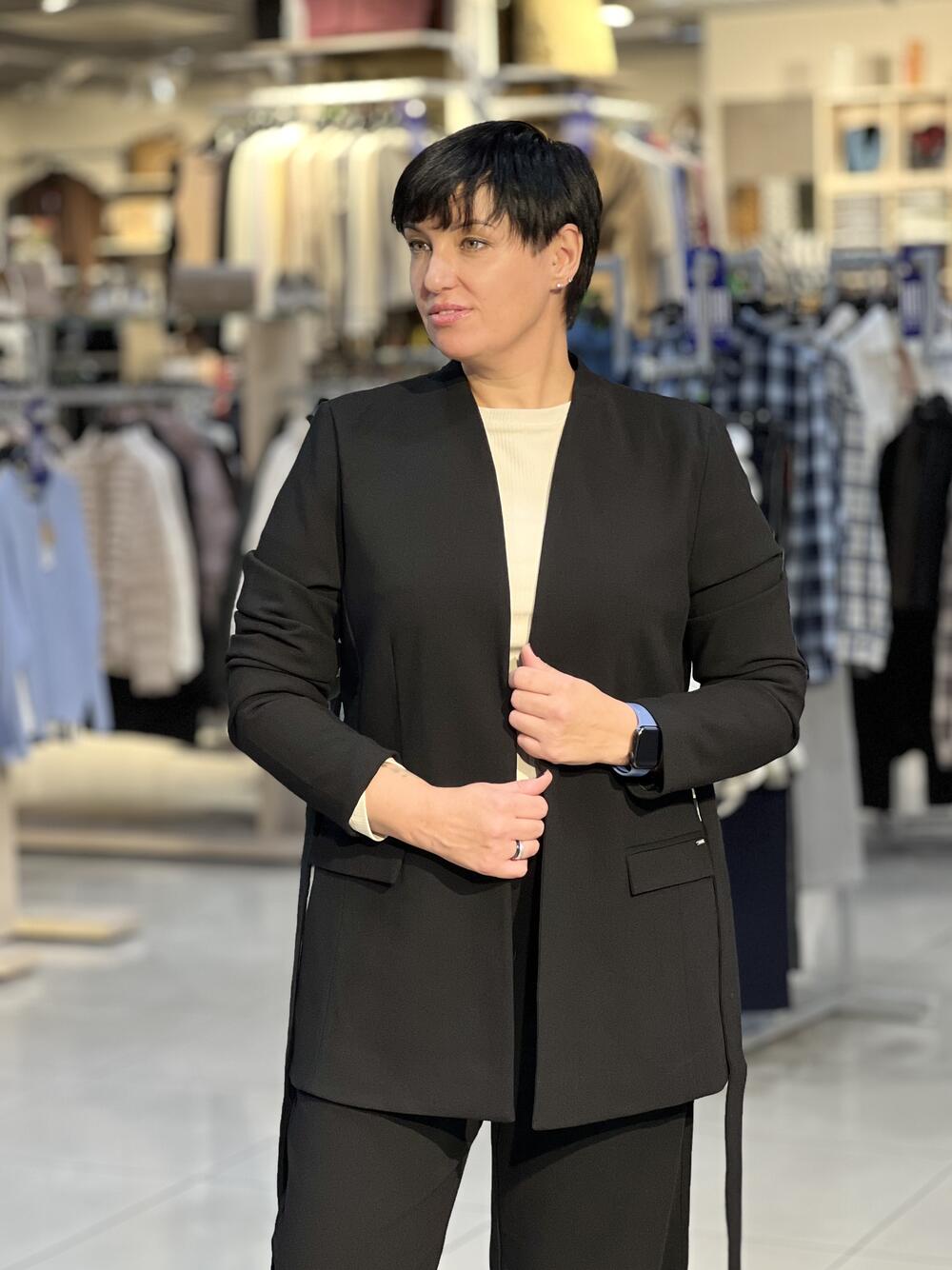 Піджак LP L01097 JB-MIRELLA запах з поясом чорний, XL