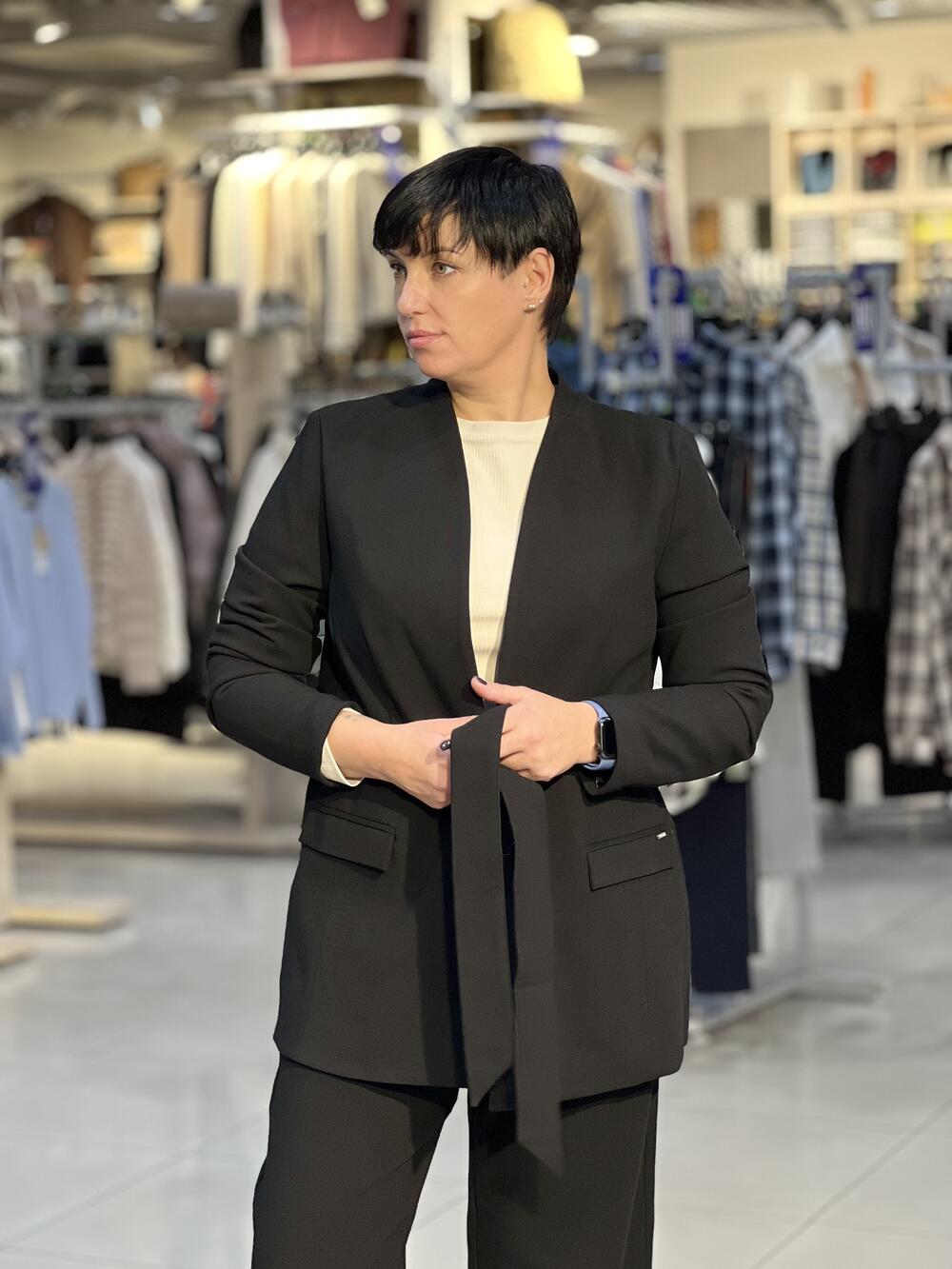 Піджак LP L01097 JB-MIRELLA запах з поясом чорний, S