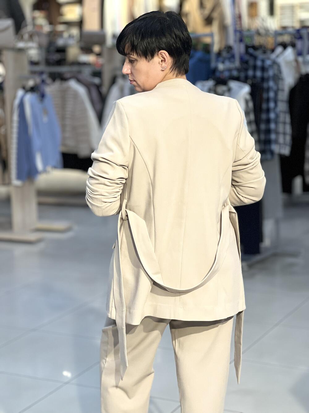 Піджак LP L01097 JB-MIRELLA запах з поясом бежевий, L