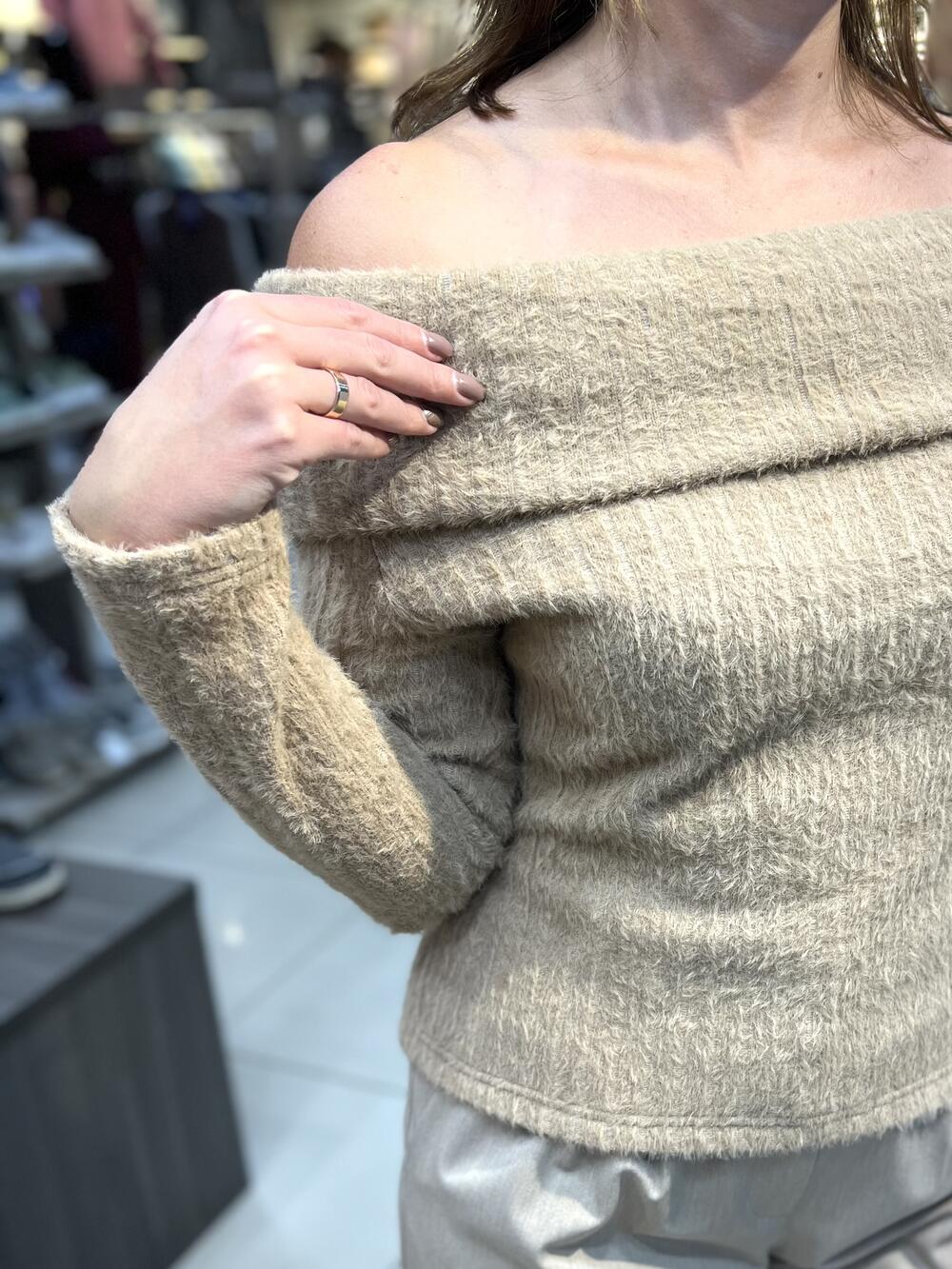 Джемпер LP 4719 з хомутом травка смужка кемел, L