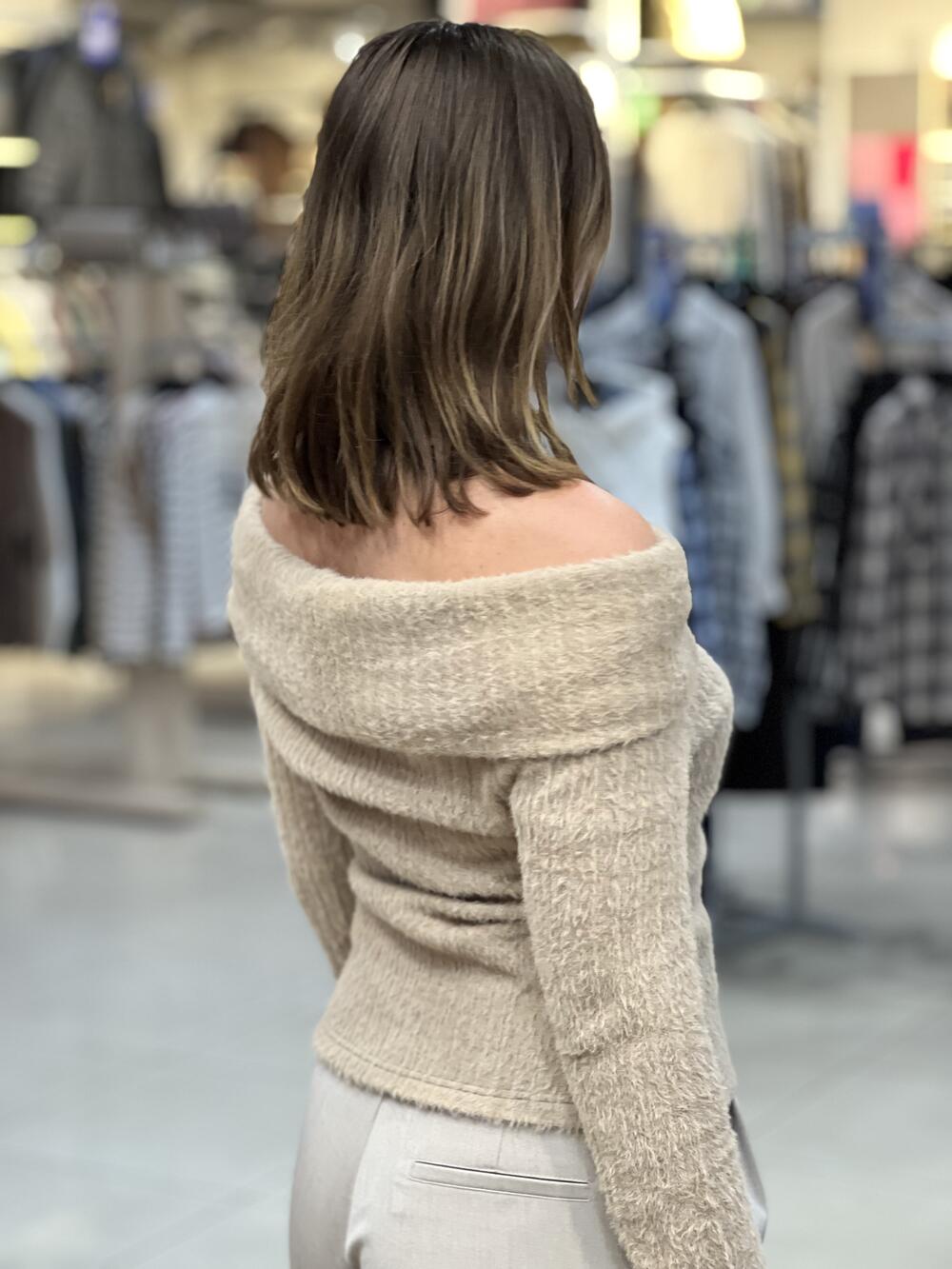 Джемпер LP 4719 з хомутом травка смужка кемел, L