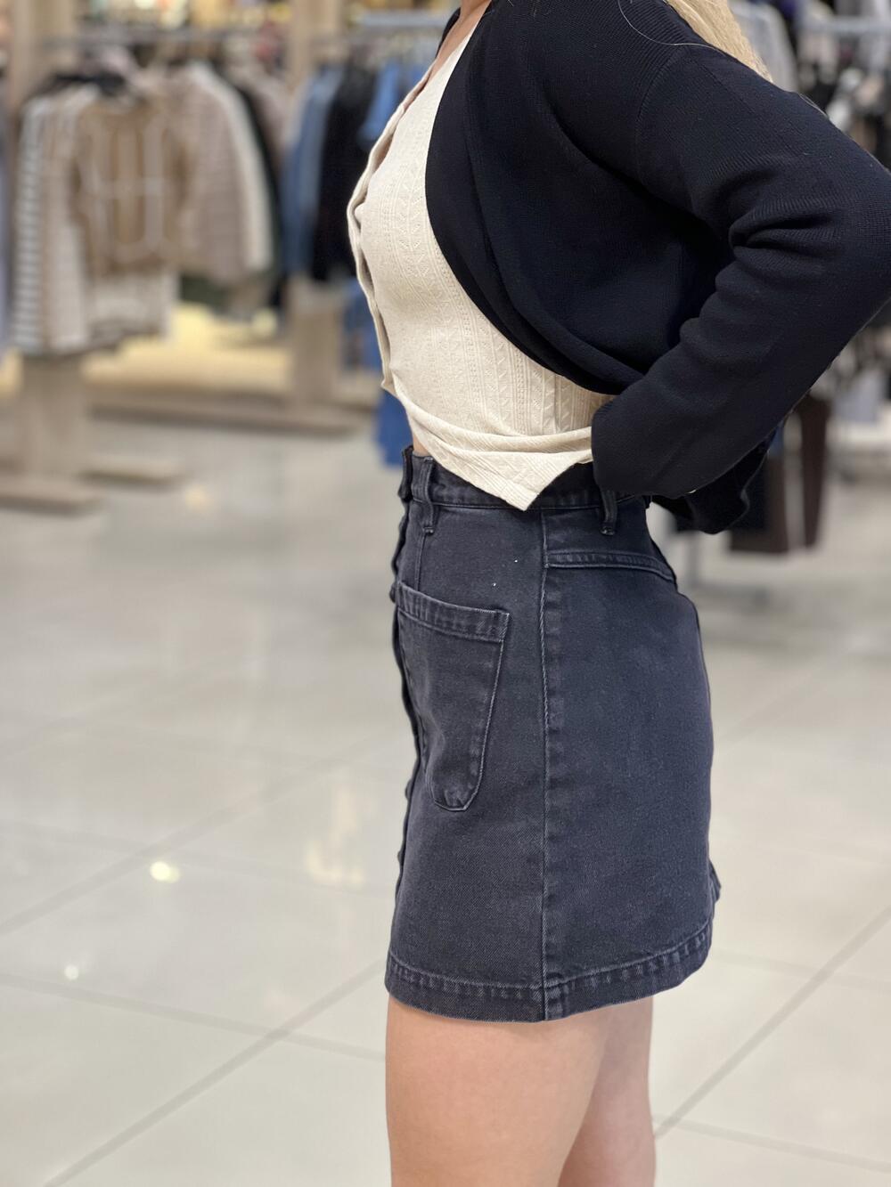 Спідниця LP 4503 коротка джинсова на ґудзиках чорний, L