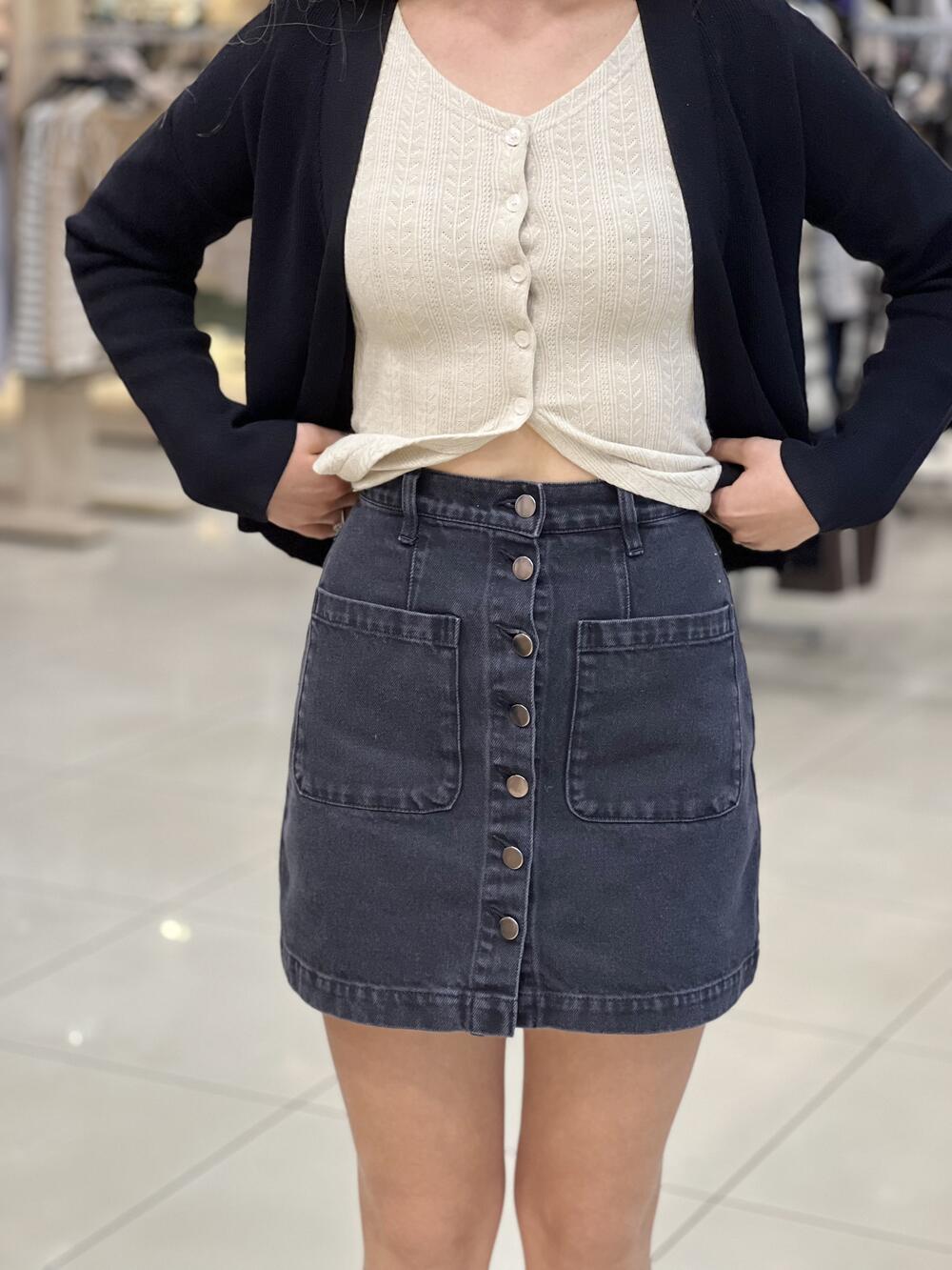 Спідниця LP 4503 коротка джинсова на ґудзиках чорний, XS