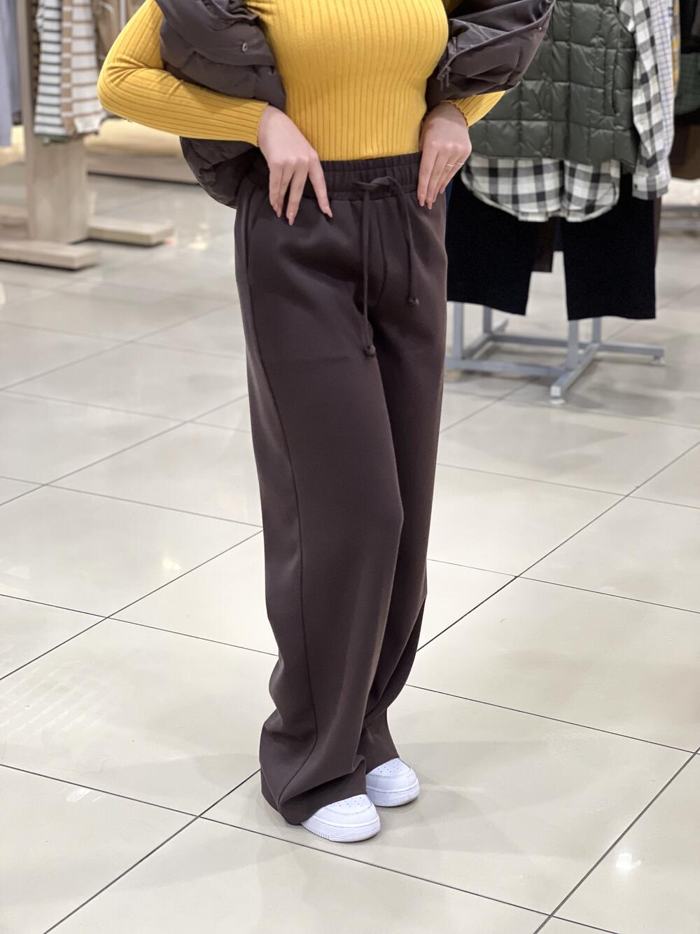 Брюки LP 241039 широкі з затяжкою шоколад, S