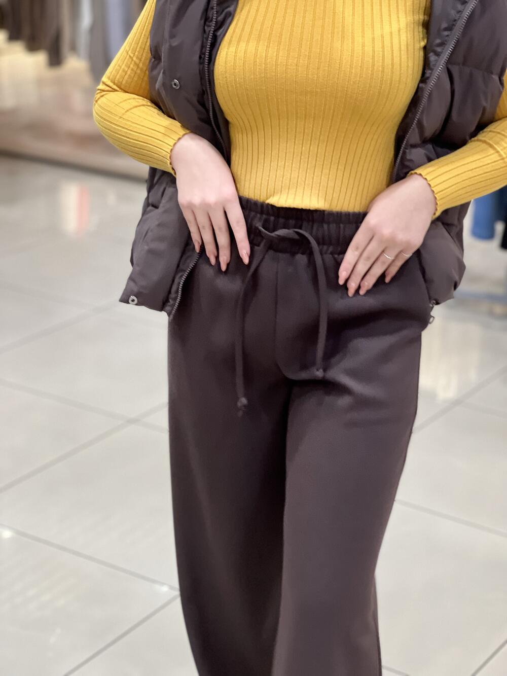 Брюки LP 241039 широкі з затяжкою шоколад, S