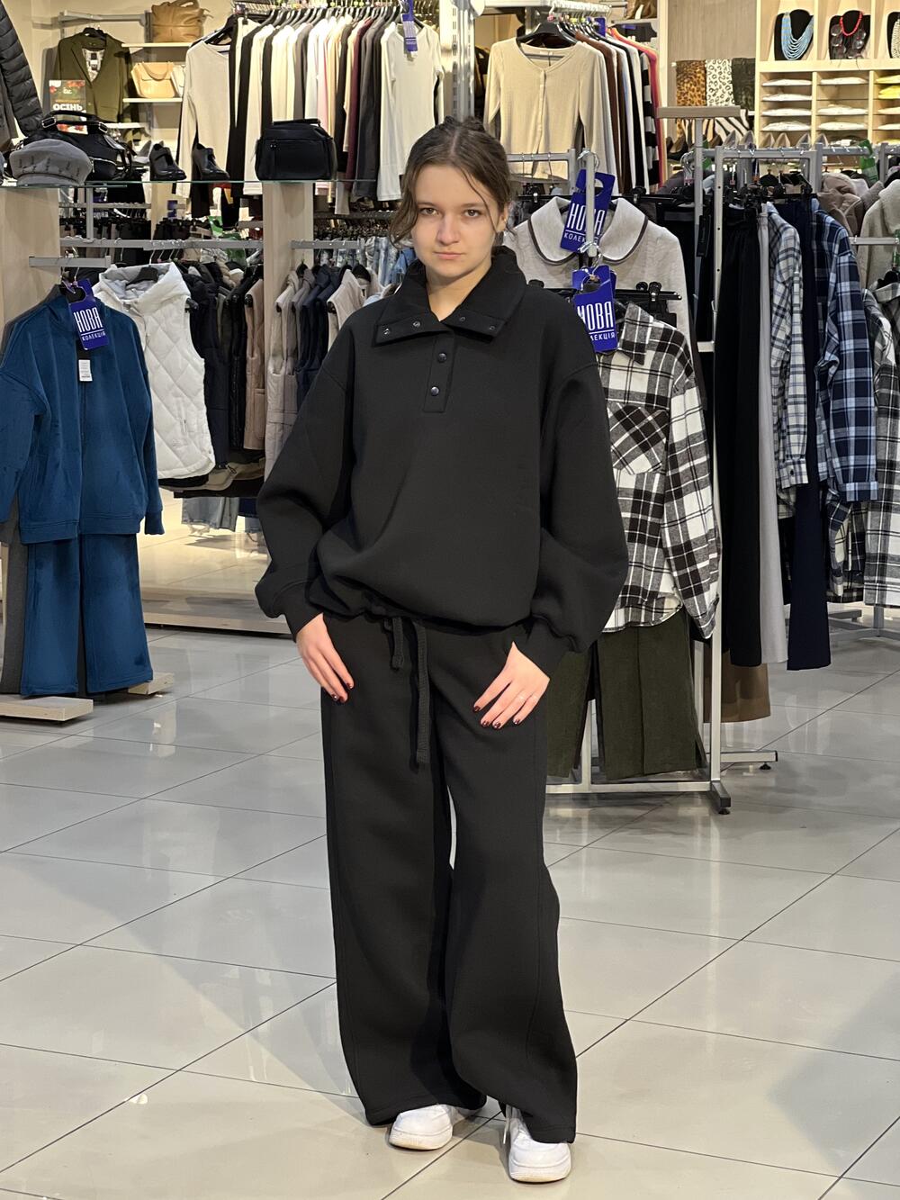 Світшот LP LC049s поло з кнопками чорний, L