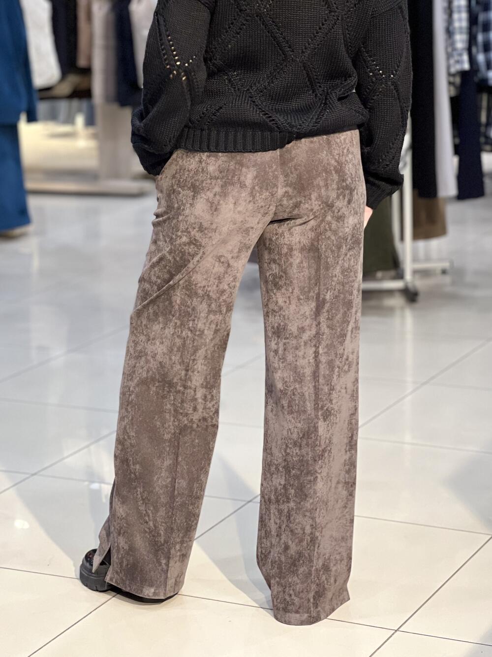 Брюки LP 9068 вельвет прямі широкі з розрізом шоколад, 36-42