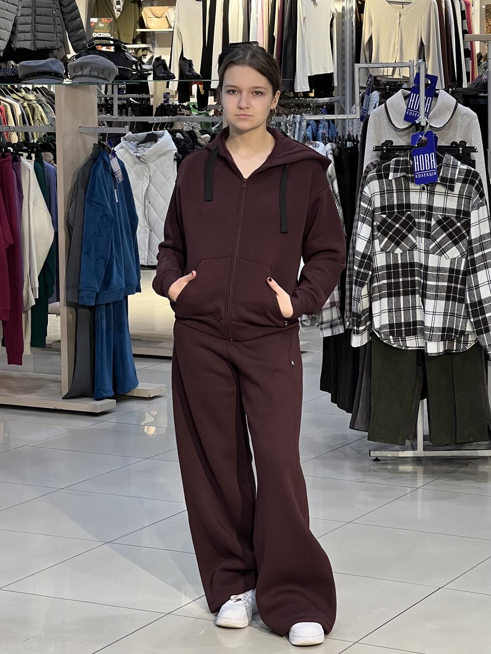 Брюки LP LC050p широкі утеплені футером бордовий, XL