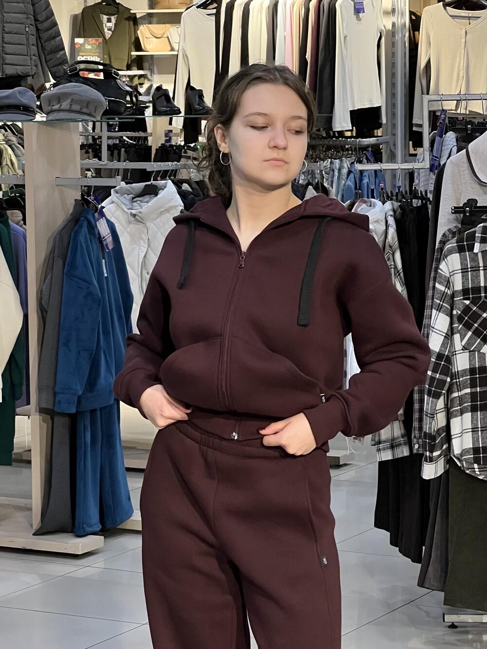 Худі LP LC047h утеплене на блискавці з капюшоном бордовий, S