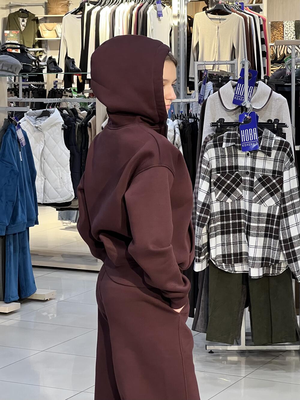 Худі LP LC047h утеплене на блискавці з капюшоном бордовий, XS