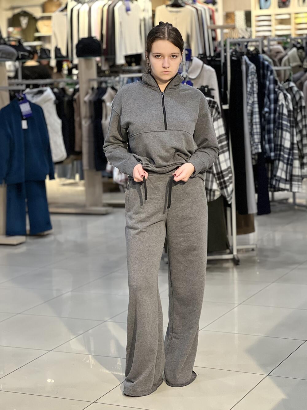 Костюм спортивний LP LC027s/028p халф з широкими брюками т.сірий меланж, L