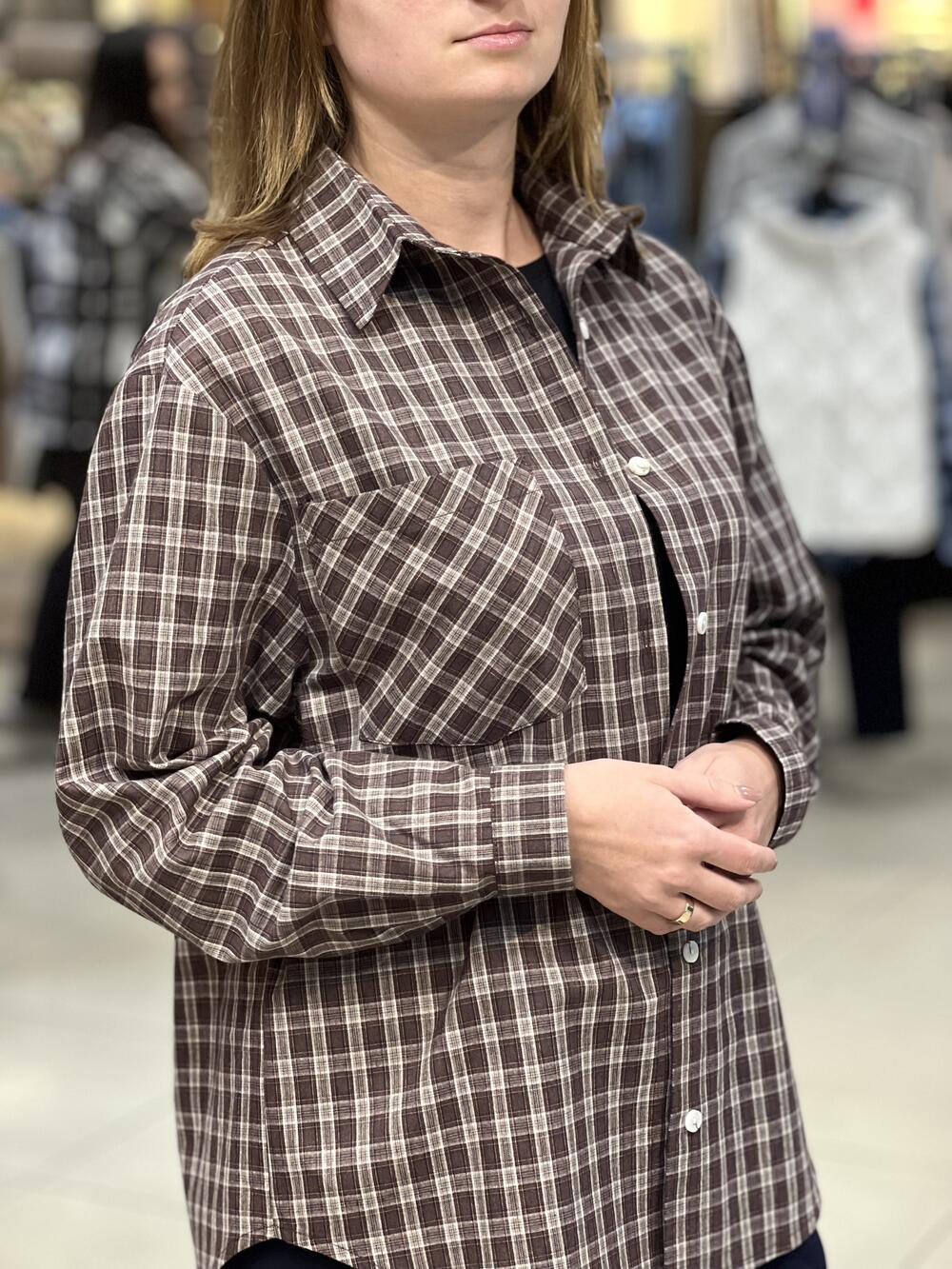 Сорочка LP 123 д/р котон дрібна клітинка 