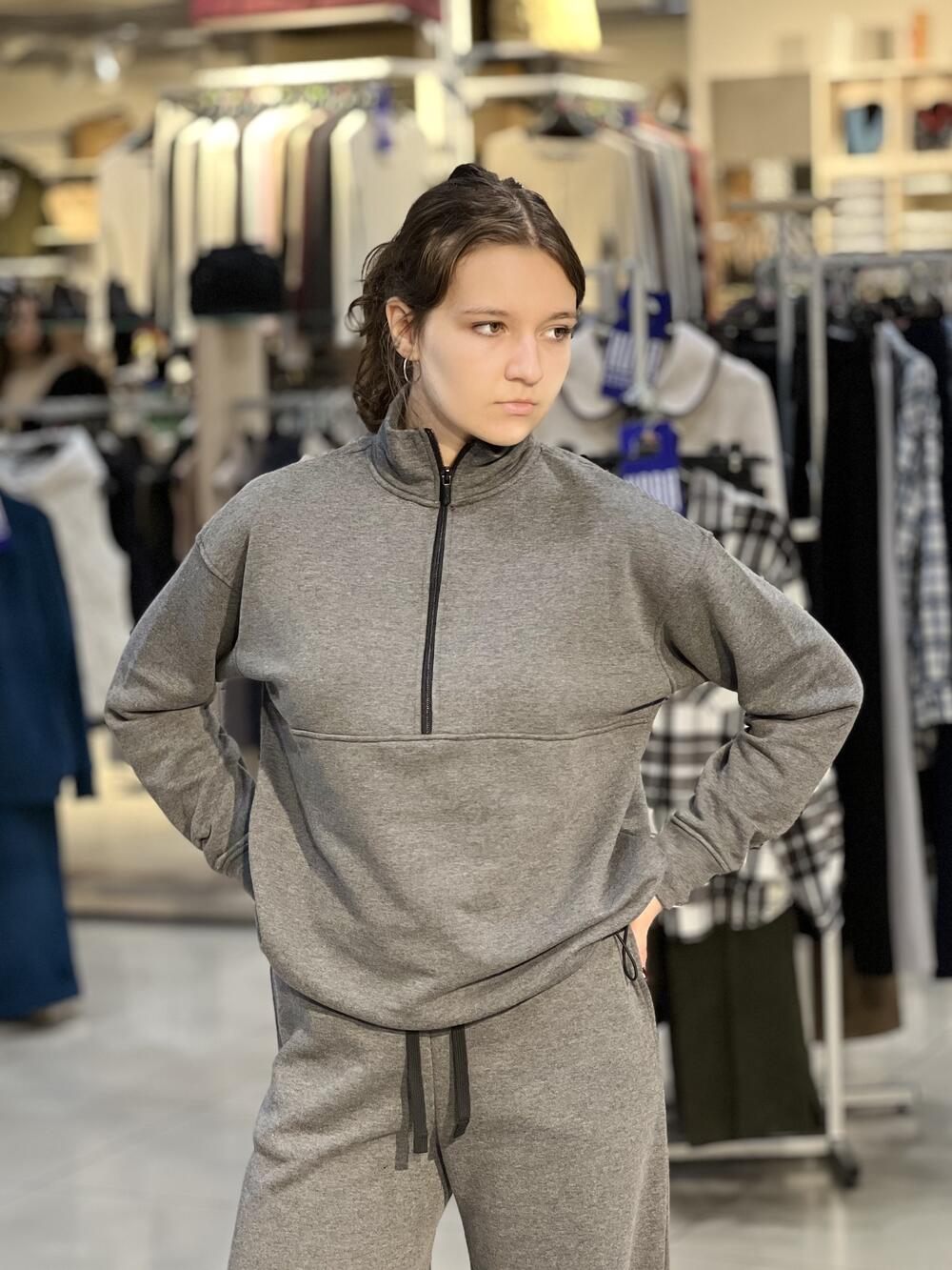 Костюм спортивний LP LC027s/028p халф з широкими брюками т.сірий меланж, L