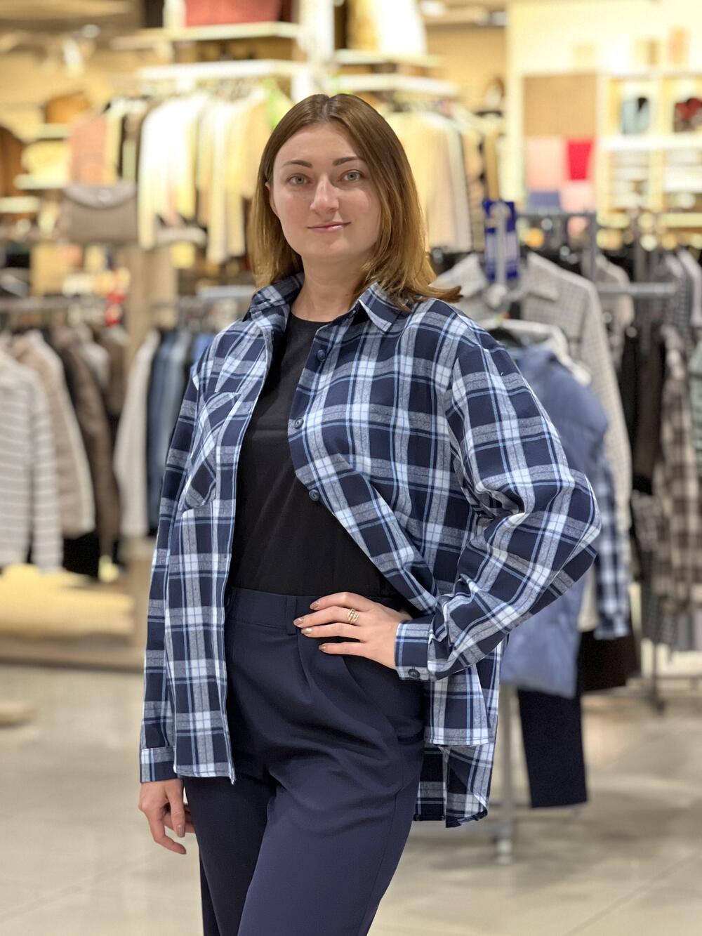 Сорочка LP 258 д/р фланель крупна клітинка т.синій/блакитний, M-L