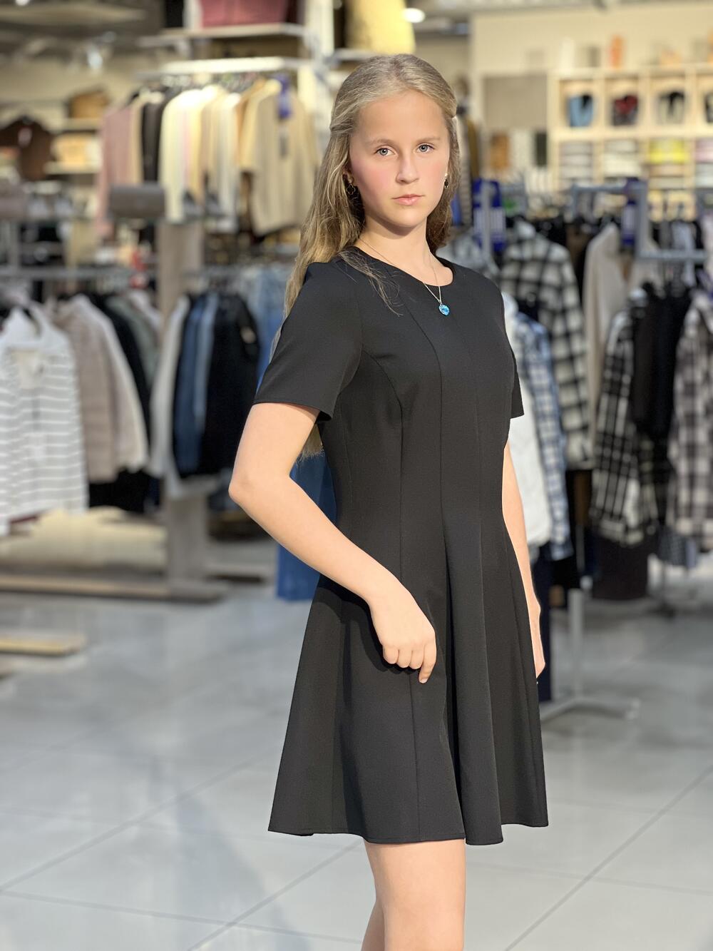 Сукня LP 7191 к/р коротке костюмка чорний, 38-44