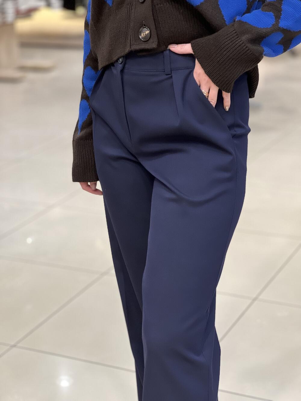 Брюки LM SIM №1 палаццо габардин т.синій, 46/L