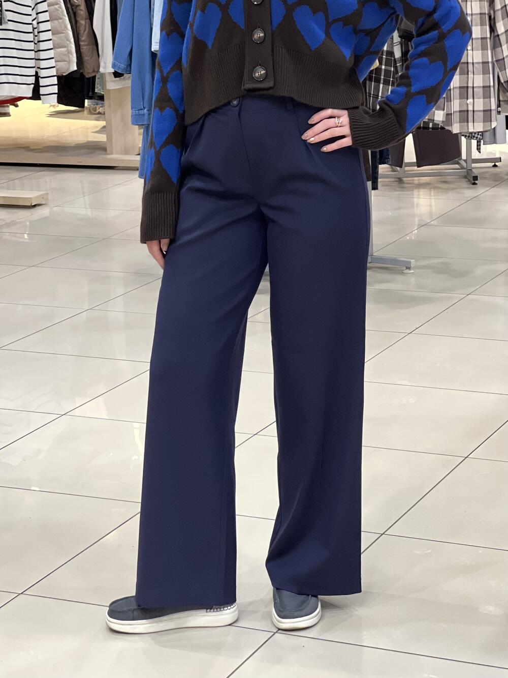 Брюки LM SIM №1 палаццо габардин т.синій, 40/XS