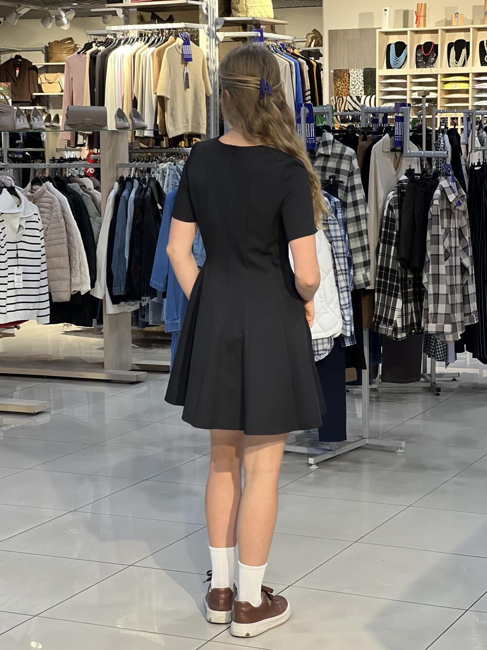 Сукня LP 7191 к/р коротке костюмка чорний, 38-44