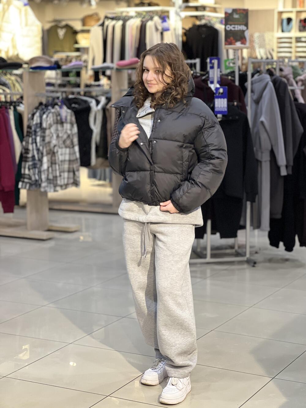 Куртка LP 080055 пуховик короткий з капюшоном чорний, M