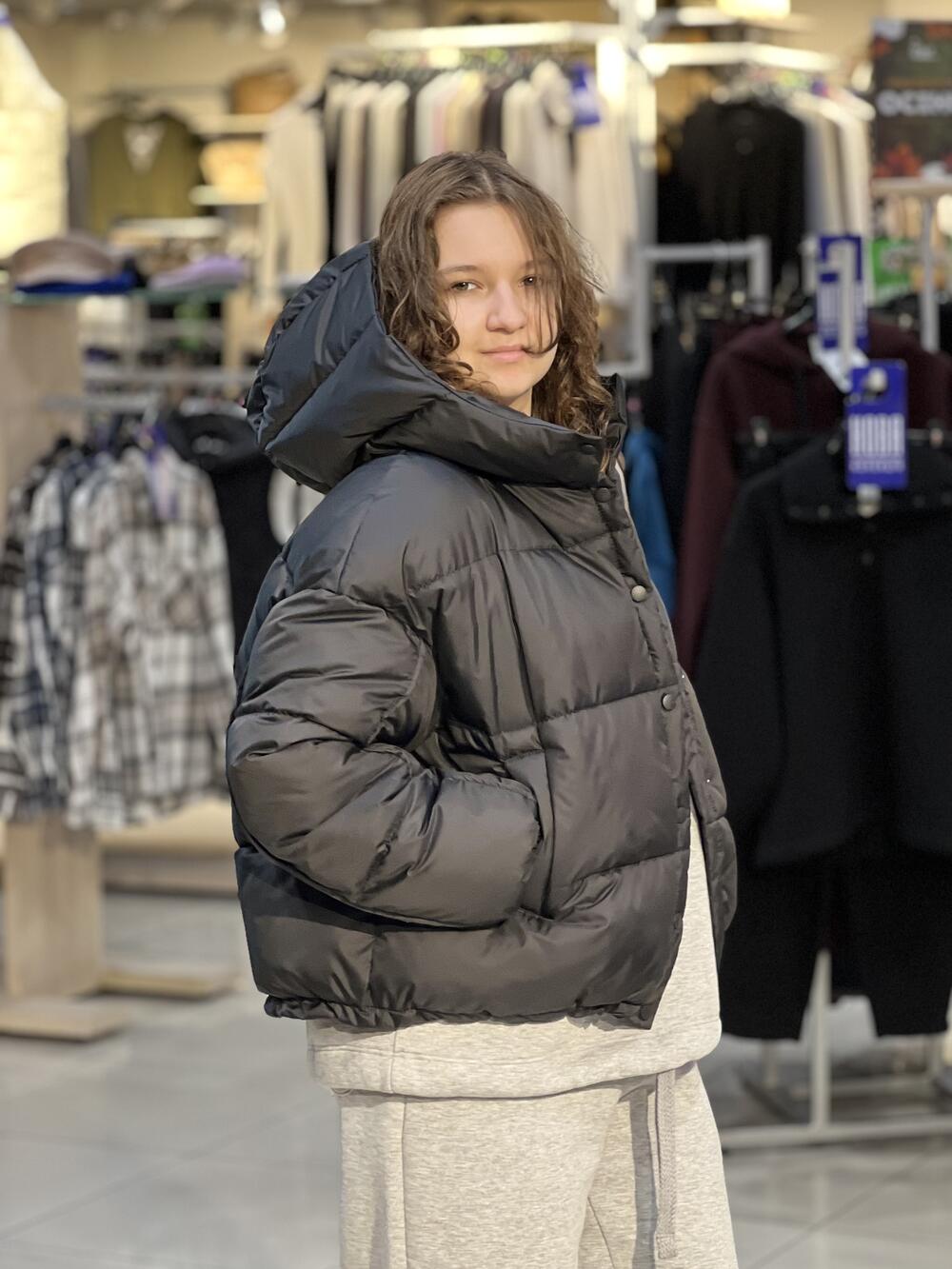 Куртка LP 080055 пуховик короткий з капюшоном чорний, M