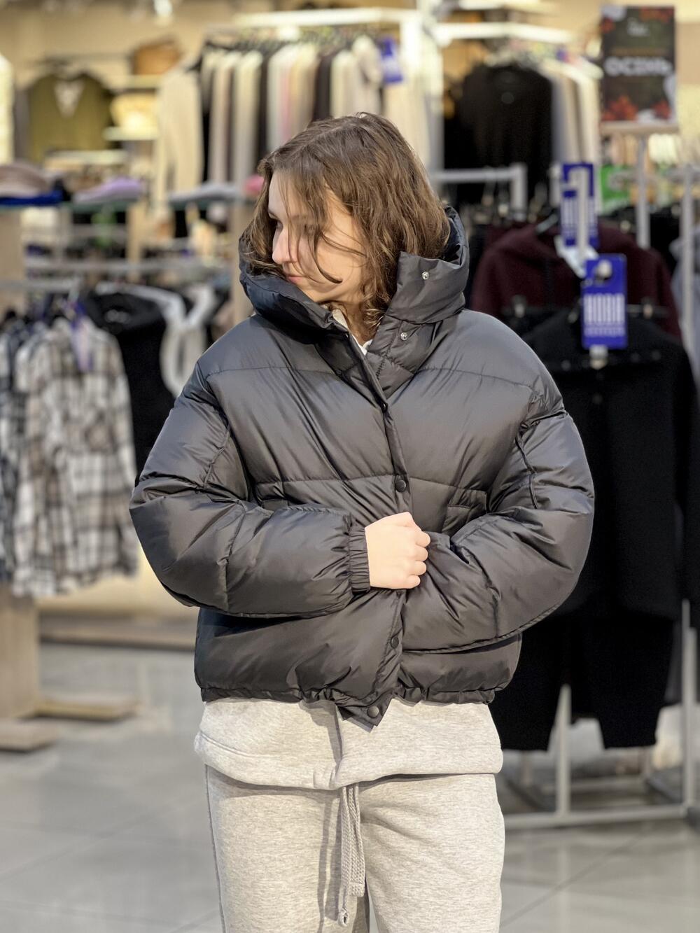 Куртка LP 080055 пуховик короткий з капюшоном чорний, M