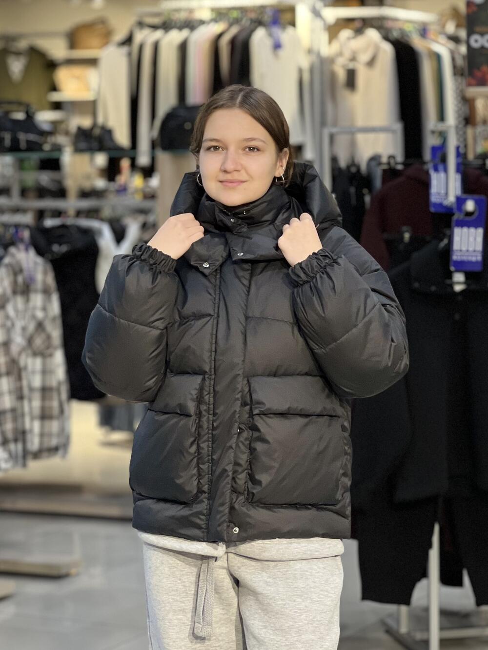 Куртка LP Ніка пуховик з кишенями чорний, 50