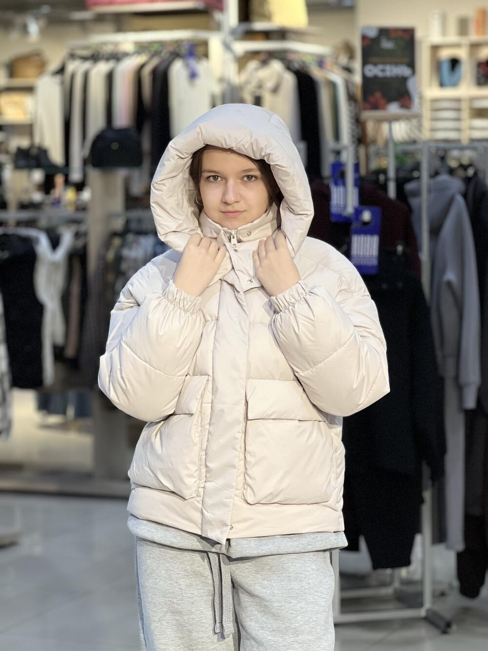 Куртка LP Ніка пуховик з кишенями молочний, 48