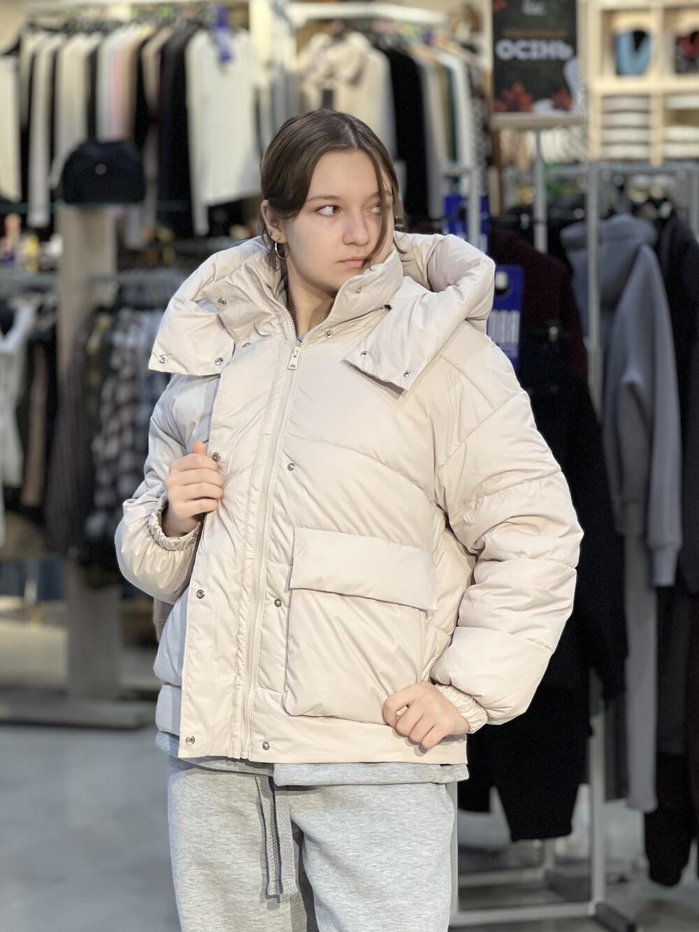 Куртка LP Ніка пуховик з кишенями молочний, 48